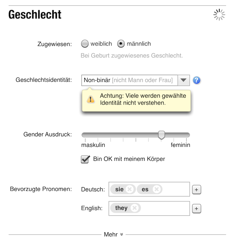 Gender als User Interface dargestellt