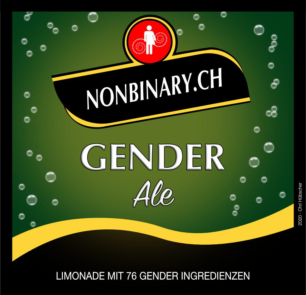 Etikette: nonbinary.ch Gender Ale, Limonade mit 76 Gender Ingredienzen